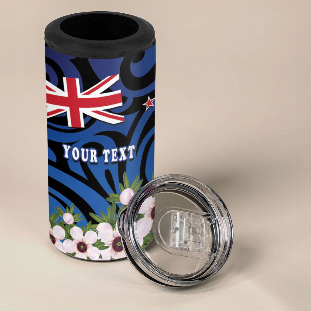 Tomtit New Zealand Personalised 4 in 1 Can Cooler Tumbler Miromiro Manuka Flower Maori Pattern LT22 - Polynesian Pride