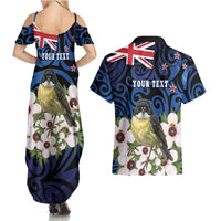 Tomtit New Zealand Personalised Couples Matching Summer Maxi Dress and Hawaiian Shirt Miromiro Manuka Flower Maori Pattern LT22 - Polynesian Pride