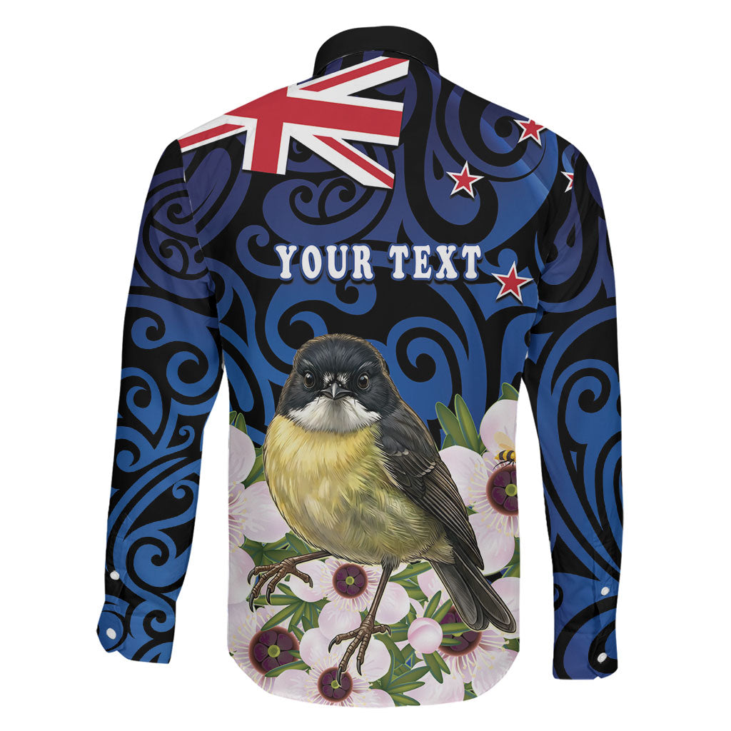 Tomtit New Zealand Personalised Family Matching Long Sleeve Bodycon Dress and Hawaiian Shirt Miromiro Manuka Flower Maori Pattern LT22 - Polynesian Pride