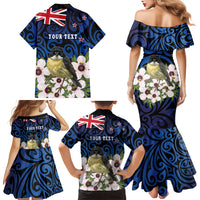 Tomtit New Zealand Personalised Family Matching Mermaid Dress and Hawaiian Shirt Miromiro Manuka Flower Maori Pattern LT22 - Polynesian Pride