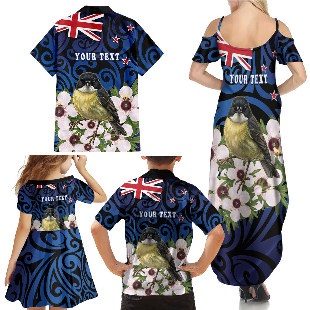 Tomtit New Zealand Personalised Family Matching Summer Maxi Dress and Hawaiian Shirt Miromiro Manuka Flower Maori Pattern LT22 - Polynesian Pride