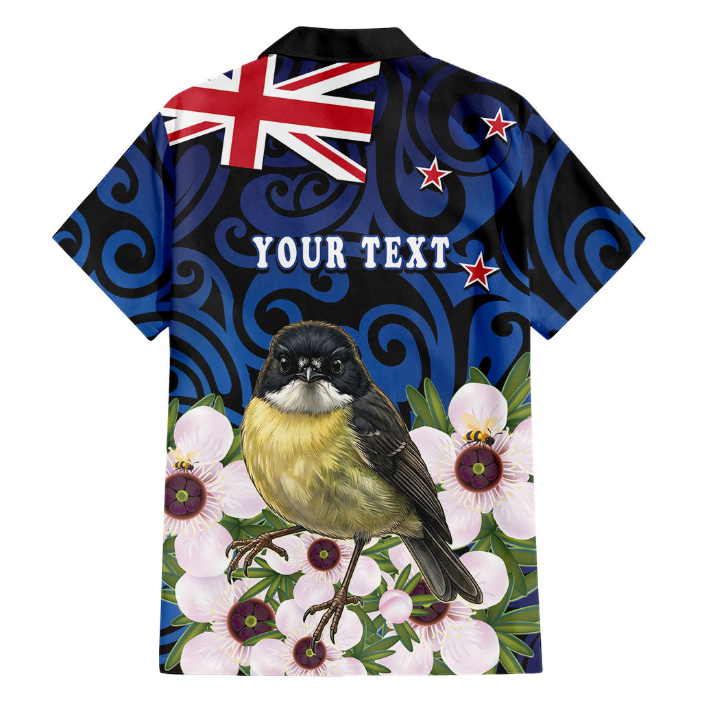 Tomtit New Zealand Personalised Hawaiian Shirt Miromiro Manuka Flower Maori Pattern