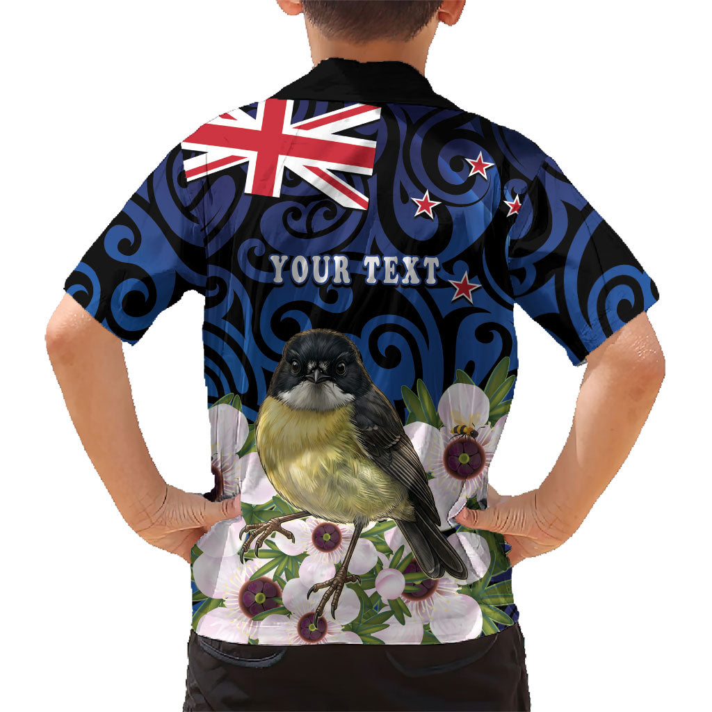 Tomtit New Zealand Personalised Hawaiian Shirt Miromiro Manuka Flower Maori Pattern
