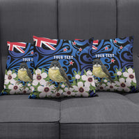 Tomtit New Zealand Personalised Pillow Cover Miromiro Manuka Flower Maori Pattern
