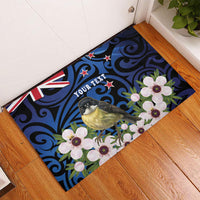 Tomtit New Zealand Personalised Rubber Doormat Miromiro Manuka Flower Maori Pattern LT22 - Polynesian Pride