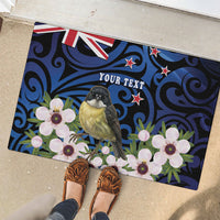 Tomtit New Zealand Personalised Rubber Doormat Miromiro Manuka Flower Maori Pattern LT22 - Polynesian Pride