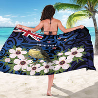 Tomtit New Zealand Personalised Sarong Miromiro Manuka Flower Maori Pattern