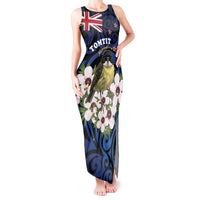 Tomtit New Zealand Personalised Tank Maxi Dress Miromiro Manuka Flower Maori Pattern