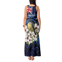 Tomtit New Zealand Personalised Tank Maxi Dress Miromiro Manuka Flower Maori Pattern
