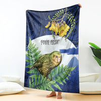 Kakapo New Zealand Personalised Blanket Kowhai Flower Silver Fern Maori Pattern LT22 - Polynesian Pride