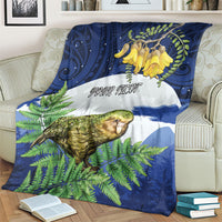 Kakapo New Zealand Personalised Blanket Kowhai Flower Silver Fern Maori Pattern LT22 - Polynesian Pride