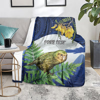 Kakapo New Zealand Personalised Blanket Kowhai Flower Silver Fern Maori Pattern LT22 - Polynesian Pride