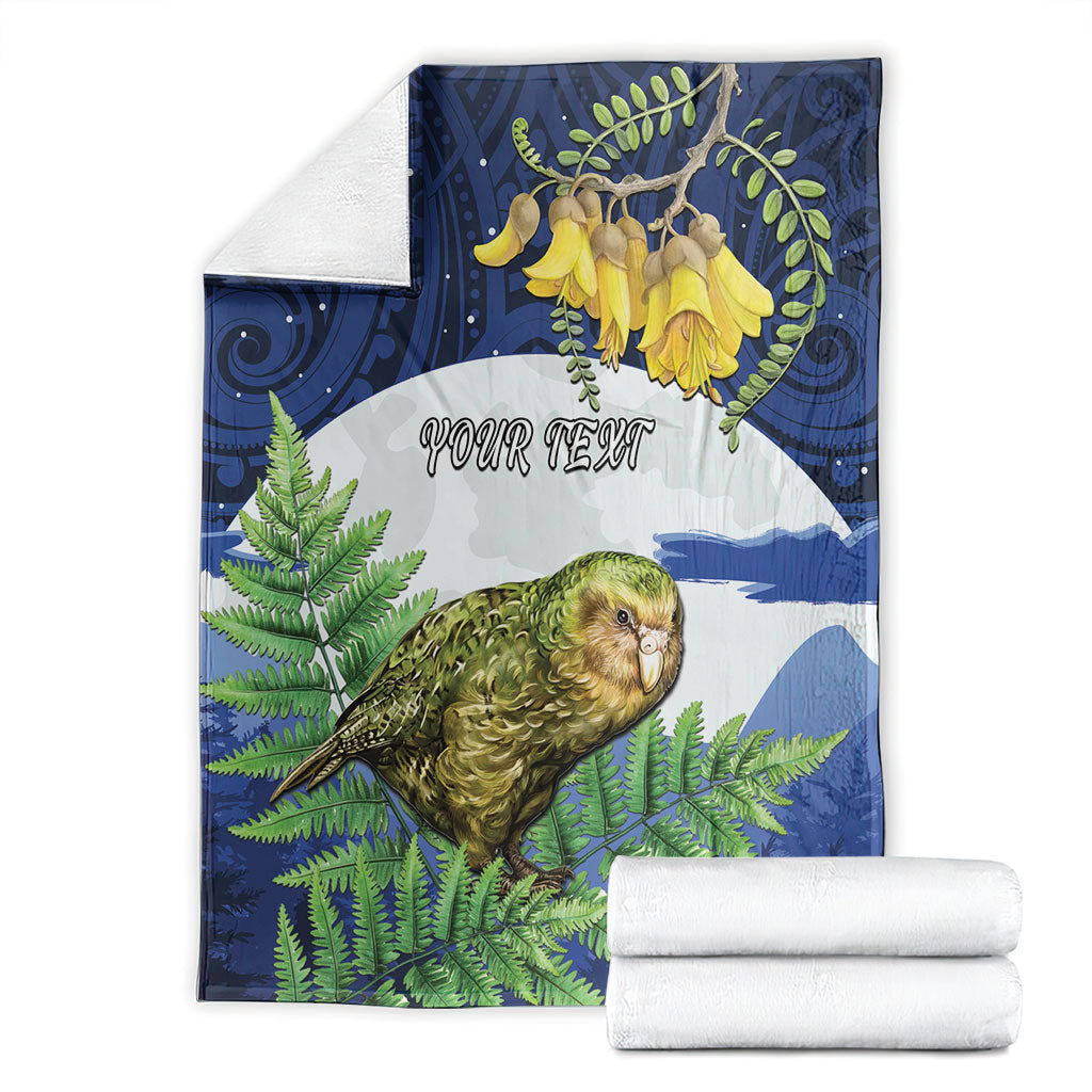 Kakapo New Zealand Personalised Blanket Kowhai Flower Silver Fern Maori Pattern LT22 - Polynesian Pride