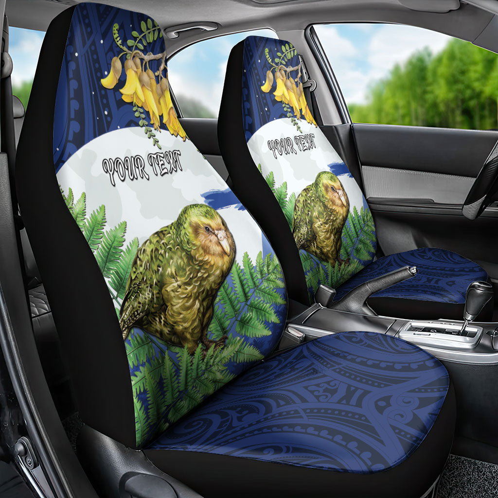 Kakapo New Zealand Personalised Car Seat Cover Kowhai Flower Silver Fern Maori Pattern LT22 - Polynesian Pride