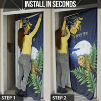 Kakapo New Zealand Personalised Door Cover Kowhai Flower Silver Fern Maori Pattern LT22 - Polynesian Pride