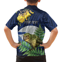 Kakapo New Zealand Personalised Family Matching Puletasi and Hawaiian Shirt Kowhai Flower Silver Fern Maori Pattern LT22 - Polynesian Pride