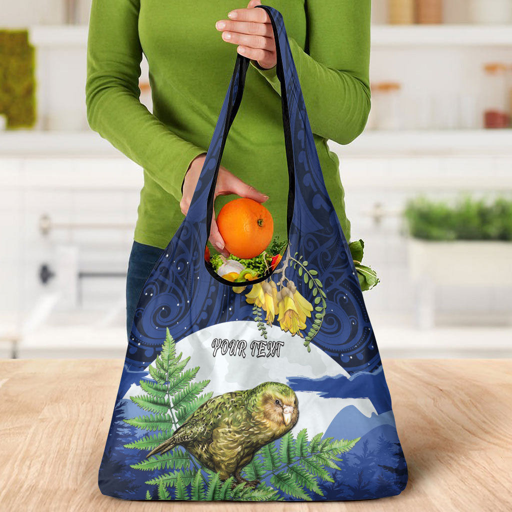 Kakapo New Zealand Personalised Grocery Bag Kowhai Flower Silver Fern Maori Pattern LT22 - Polynesian Pride