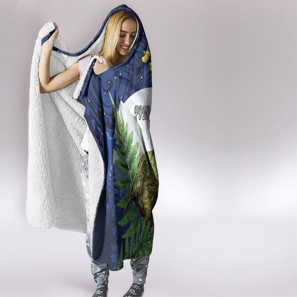 Kakapo New Zealand Personalised Hooded Blanket Kowhai Flower Silver Fern Maori Pattern LT22 - Polynesian Pride