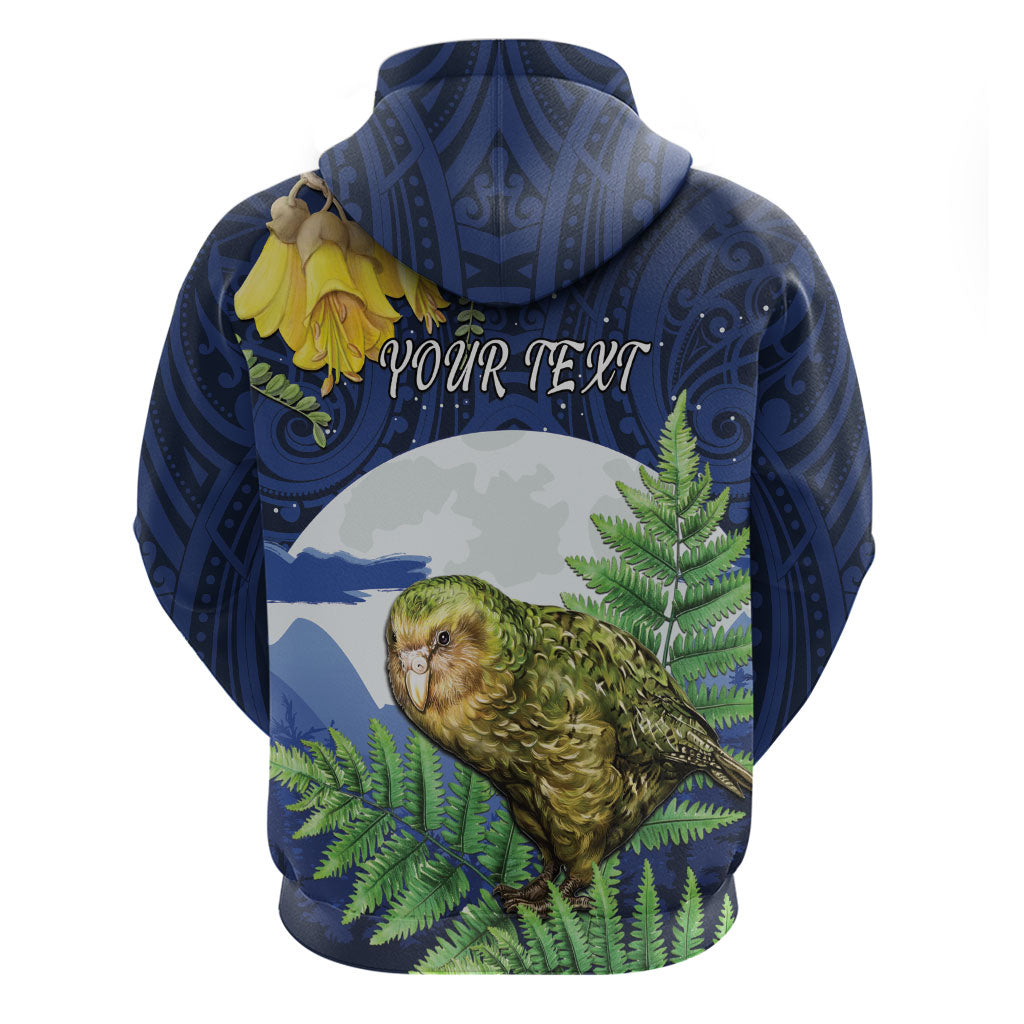 Kakapo New Zealand Personalised Hoodie Kowhai Flower Silver Fern Maori Pattern LT22 - Polynesian Pride