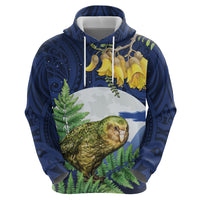 Kakapo New Zealand Personalised Hoodie Kowhai Flower Silver Fern Maori Pattern LT22 - Polynesian Pride