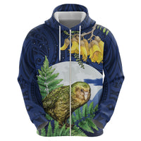 Kakapo New Zealand Personalised Hoodie Kowhai Flower Silver Fern Maori Pattern LT22 - Polynesian Pride