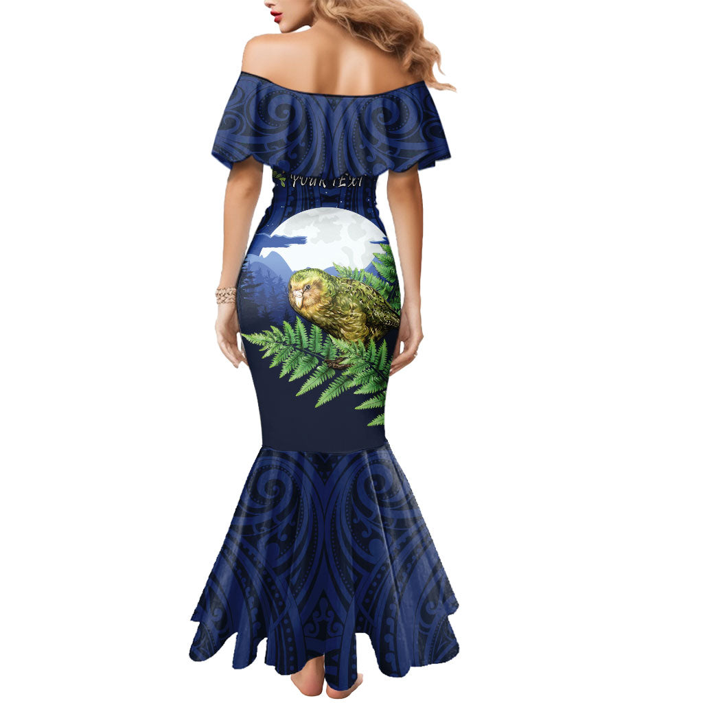 Kakapo New Zealand Personalised Mermaid Dress Kowhai Flower Silver Fern Maori Pattern LT22 - Polynesian Pride