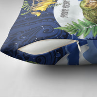 Kakapo New Zealand Personalised Pillow Cover Kowhai Flower Silver Fern Maori Pattern