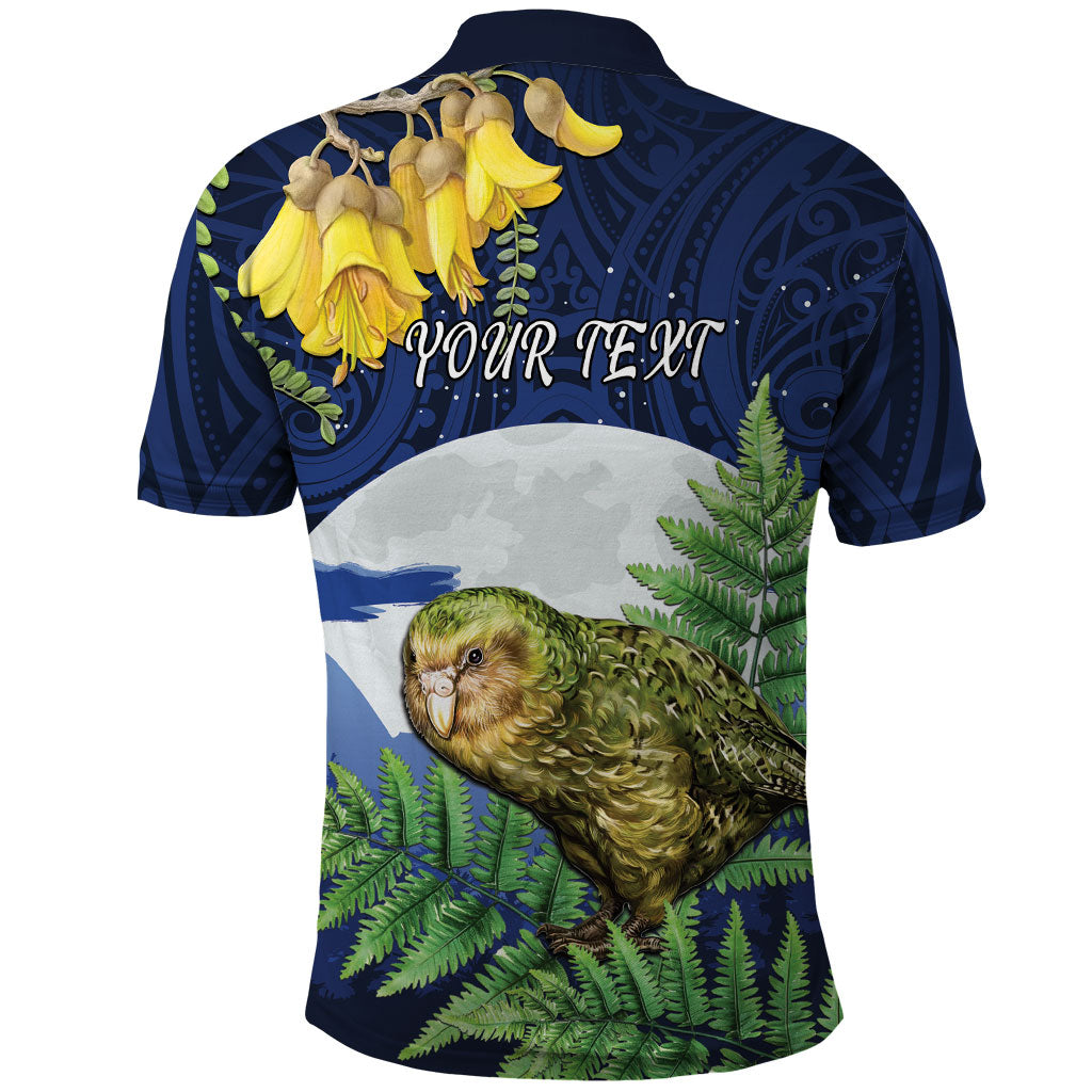 Kakapo New Zealand Personalised Polo Shirt Kowhai Flower Silver Fern Maori Pattern LT22 - Polynesian Pride