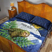 Kakapo New Zealand Personalised Quilt Bed Set Kowhai Flower Silver Fern Maori Pattern