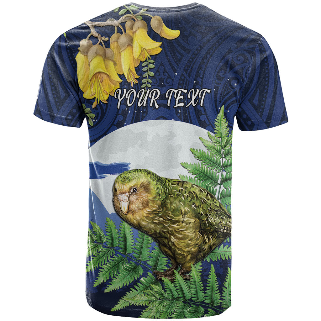 Kakapo New Zealand Personalised T Shirt Kowhai Flower Silver Fern Maori Pattern LT22 - Polynesian Pride