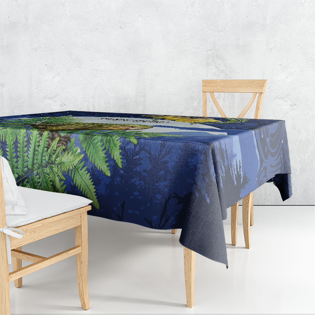 Kakapo New Zealand Personalised Tablecloth Kowhai Flower Silver Fern Maori Pattern