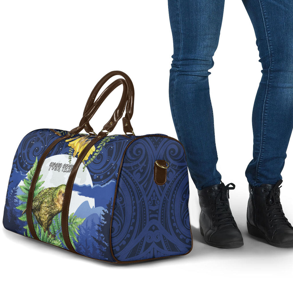 Kakapo New Zealand Personalised Travel Bag Kowhai Flower Silver Fern Maori Pattern LT22 - Polynesian Pride