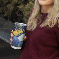 Kakapo New Zealand Personalised Tumbler Cup Kowhai Flower Silver Fern Maori Pattern LT22 - Polynesian Pride