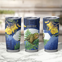 Kakapo New Zealand Personalised Tumbler Cup Kowhai Flower Silver Fern Maori Pattern LT22 - Polynesian Pride