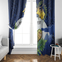 Kakapo New Zealand Personalised Window Curtain Kowhai Flower Silver Fern Maori Pattern