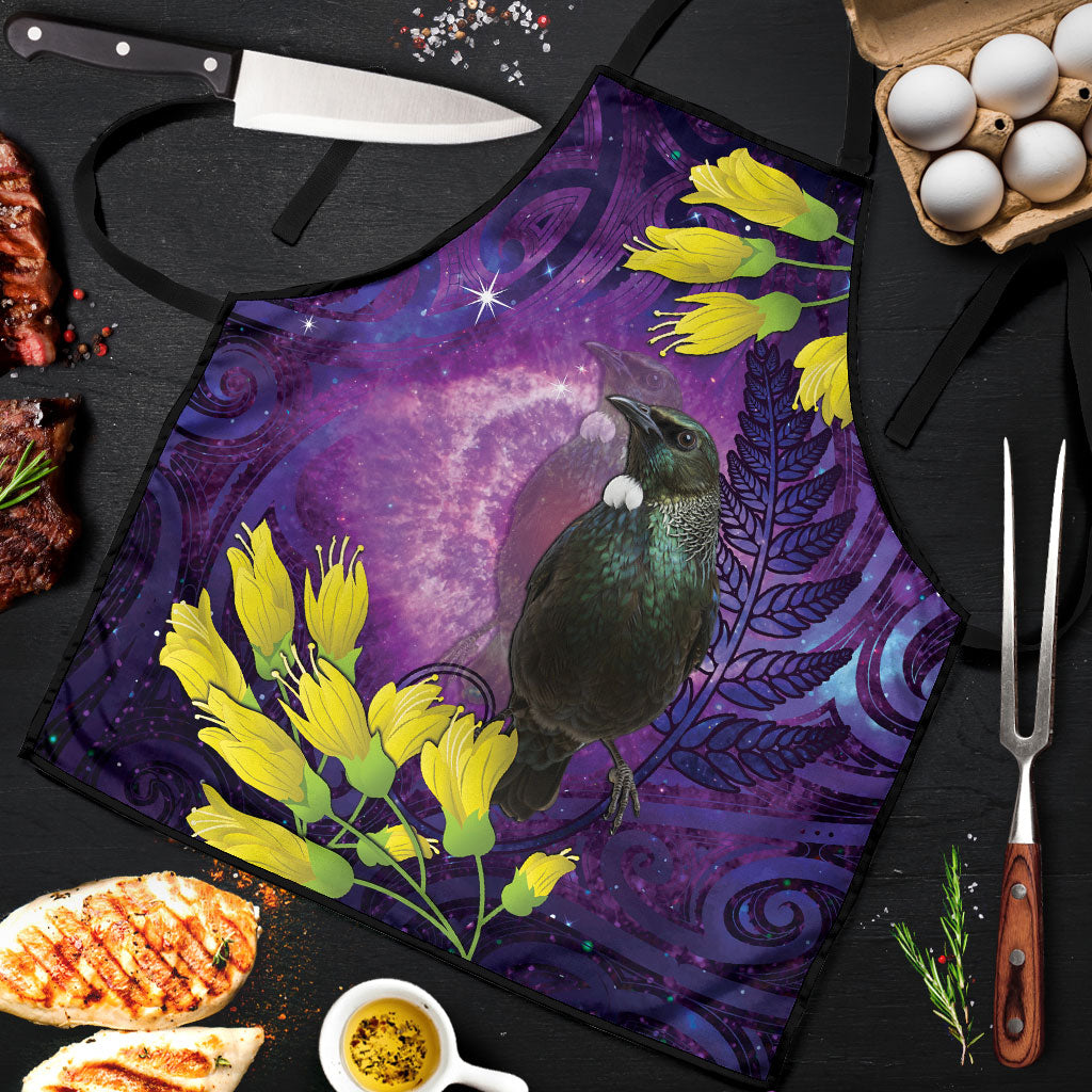 New Zealand Tui Bird Matariki Apron Kowhai Flower Silver Fern Galaxy Maori Pattern