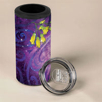 New Zealand Tui Bird Matariki 4 in 1 Can Cooler Tumbler Kowhai Flower Silver Fern Galaxy Maori Pattern LT22 - Polynesian Pride