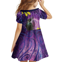 New Zealand Tui Bird Matariki Family Matching Long Sleeve Bodycon Dress and Hawaiian Shirt Kowhai Flower Silver Fern Galaxy Maori Pattern LT22 - Polynesian Pride