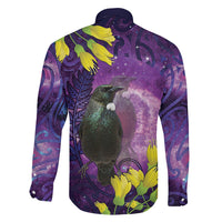 New Zealand Tui Bird Matariki Family Matching Mermaid Dress and Hawaiian Shirt Kowhai Flower Silver Fern Galaxy Maori Pattern LT22 - Polynesian Pride