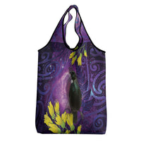 New Zealand Tui Bird Matariki Grocery Bag Kowhai Flower Silver Fern Galaxy Maori Pattern LT22 - Polynesian Pride