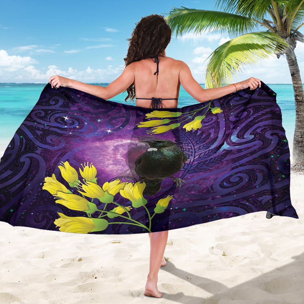 New Zealand Tui Bird Matariki Sarong Kowhai Flower Silver Fern Galaxy Maori Pattern LT22 - Polynesian Pride