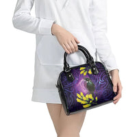 New Zealand Tui Bird Matariki Shoulder Handbag Kowhai Flower Silver Fern Galaxy Maori Pattern LT22 - Polynesian Pride