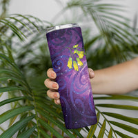 New Zealand Tui Bird Matariki Skinny Tumbler Kowhai Flower Silver Fern Galaxy Maori Pattern LT22 - Polynesian Pride