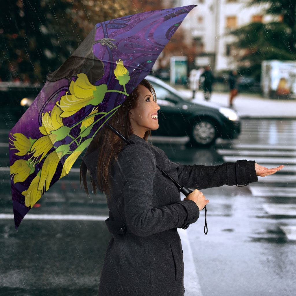 New Zealand Tui Bird Matariki Umbrella Kowhai Flower Silver Fern Galaxy Maori Pattern LT22 - Polynesian Pride