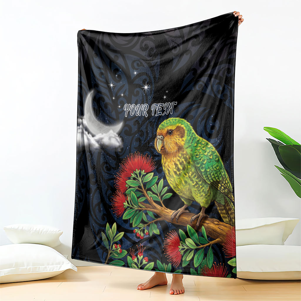 New Zealand Kakapo Matariki Personalised Blanket Pohutukawa Flower Galaxy Maori Pattern LT22 - Polynesian Pride