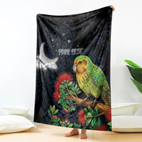 New Zealand Kakapo Matariki Personalised Blanket Pohutukawa Flower Galaxy Maori Pattern LT22 - Polynesian Pride