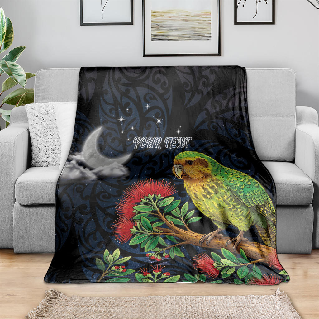 New Zealand Kakapo Matariki Personalised Blanket Pohutukawa Flower Galaxy Maori Pattern LT22 - Polynesian Pride