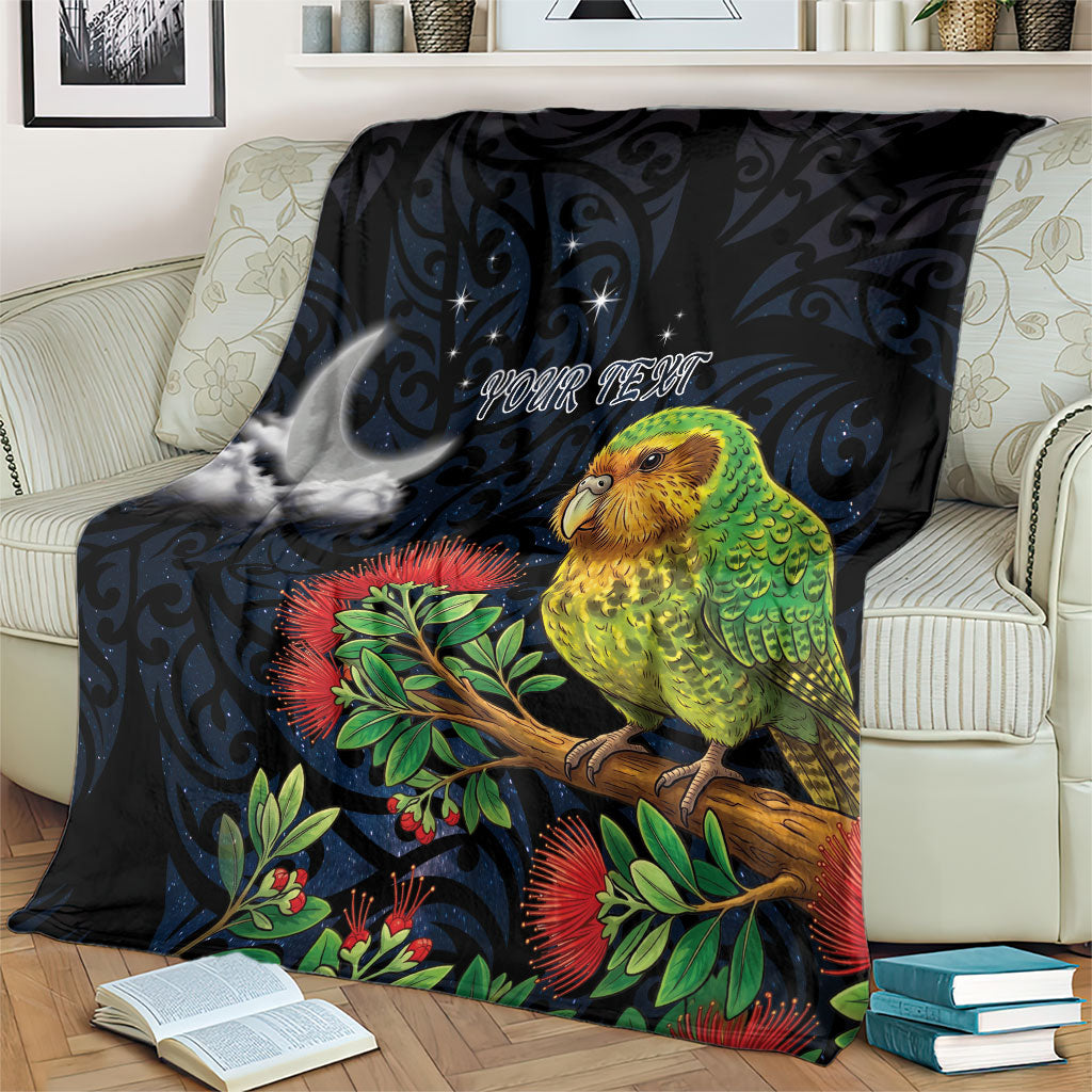 New Zealand Kakapo Matariki Personalised Blanket Pohutukawa Flower Galaxy Maori Pattern LT22 - Polynesian Pride
