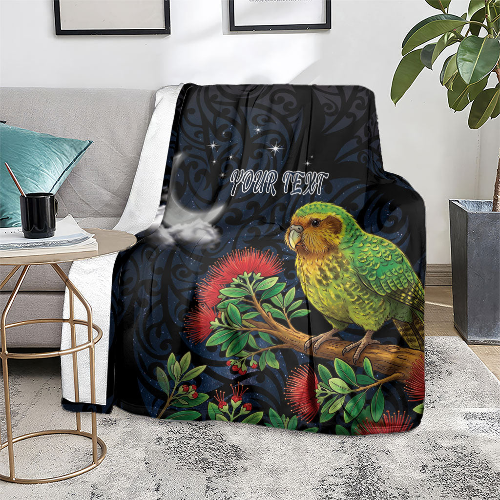 New Zealand Kakapo Matariki Personalised Blanket Pohutukawa Flower Galaxy Maori Pattern LT22 - Polynesian Pride