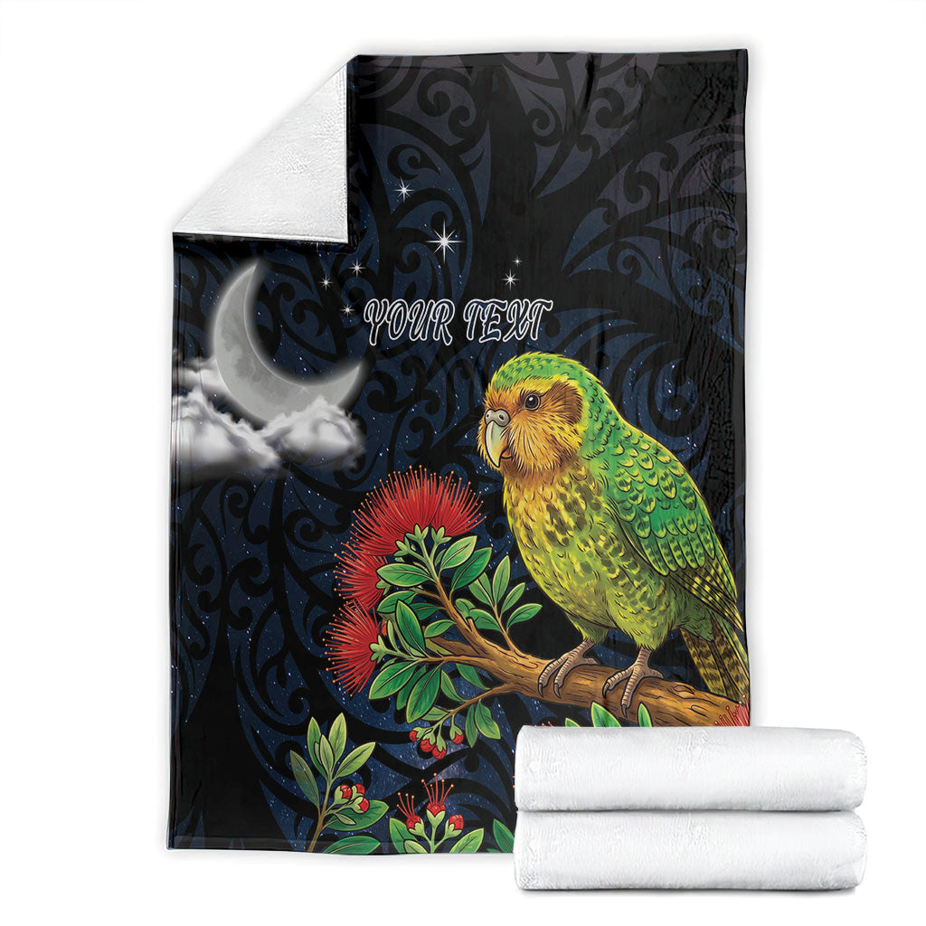 New Zealand Kakapo Matariki Personalised Blanket Pohutukawa Flower Galaxy Maori Pattern LT22 - Polynesian Pride